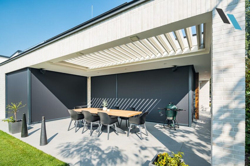 Fixscreen kültéri textilárnyékoló és Algarve Aero pergola